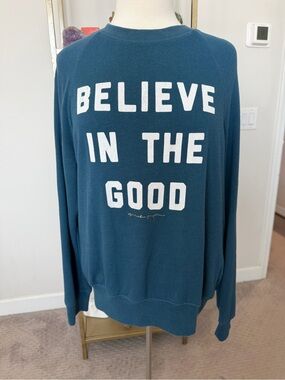 Spiritual Gangster - Believe In The Good Teal Crewneck Sweater